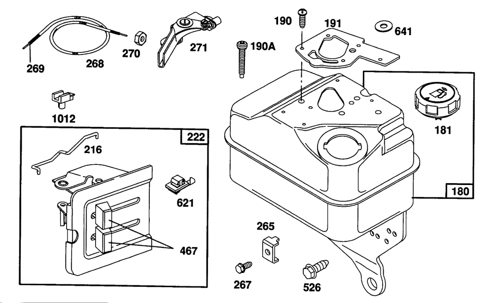 Fuel Tank (2) Quart Diagram and Parts List for 82232-0386-01  Briggs and Stratton Engine